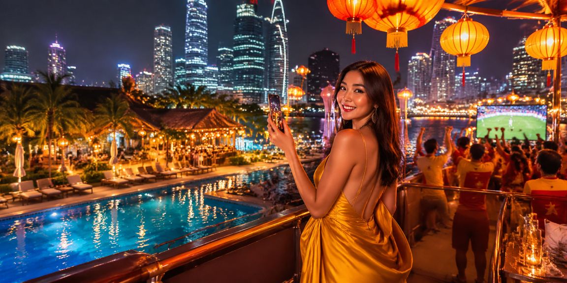 Người dùng kiểm tra kết quả xổ số trên điện thoại tại chợ đêm Hà Nội